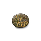 Phoenician Inscribed Bronze Scaraboid Seal. Late 1st millennium B.C.