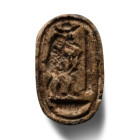 Egyptian Faience Duck Scaraboid with Hieroglyphs. Late Period, 664-332 B.C.