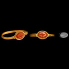 Roman Gold Ring with Fish Gemstone. 3rd-4th century A.D.