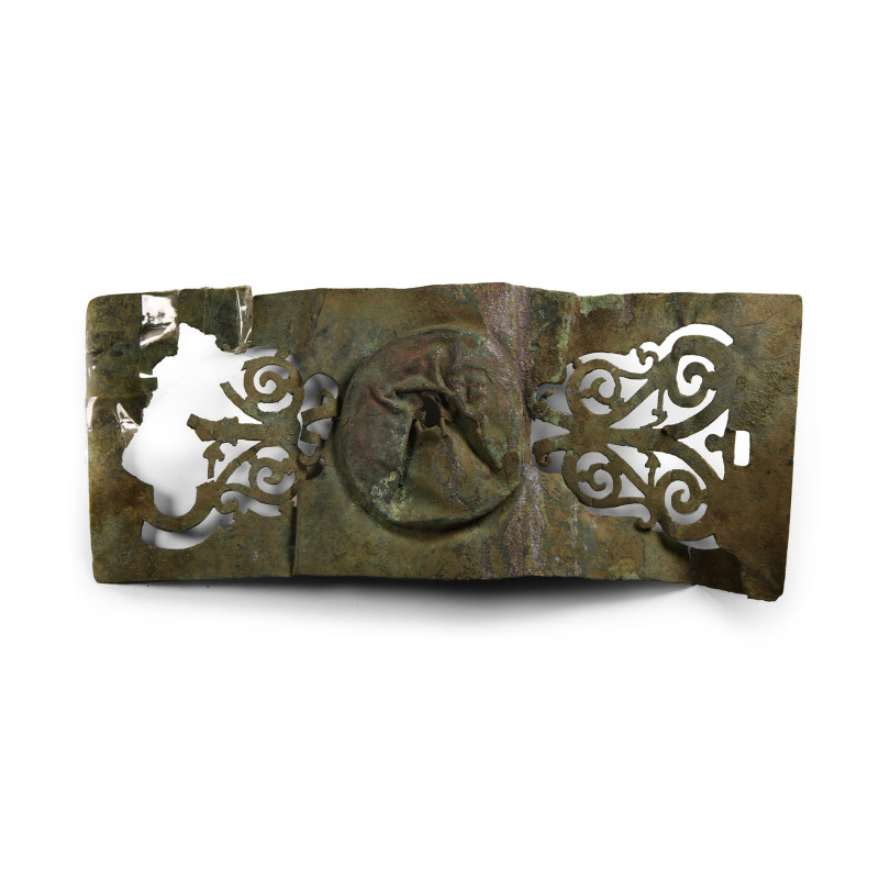Large Roman Bronze Military Mount. 2nd-3rd century A.D. Composed of a central do...