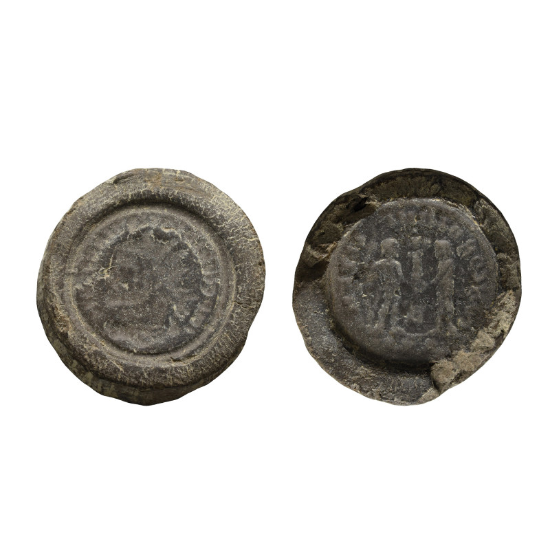 Roman Maximian Terracotta Forger's Coin Mould. Circa late 3rd century A.D. Terra...