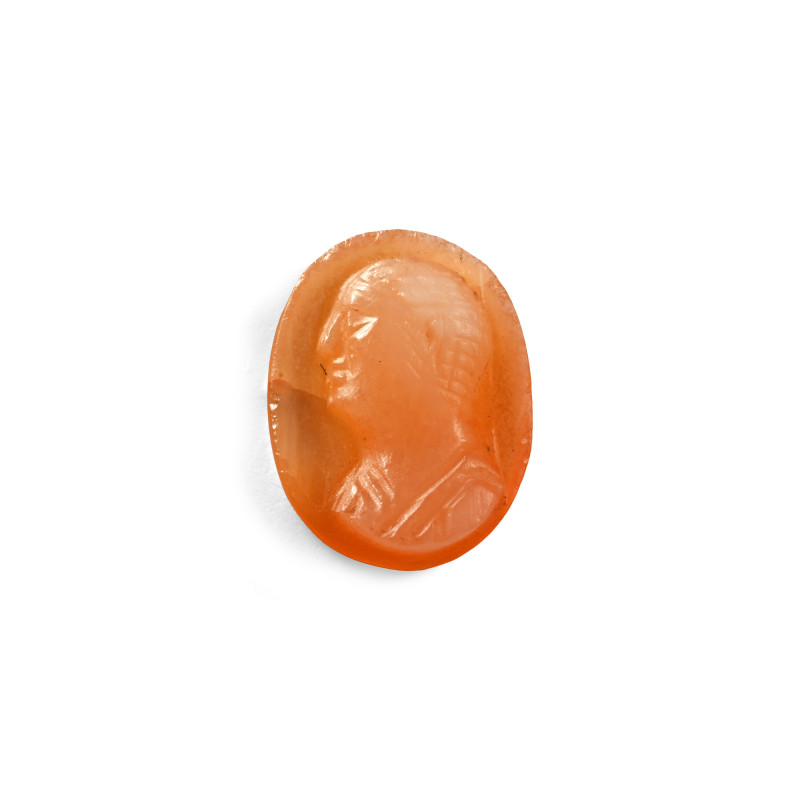 Roman Carnelian Gemstone of Apollo. 1st-2nd century A.D. Intaglio cameo of a pro...
