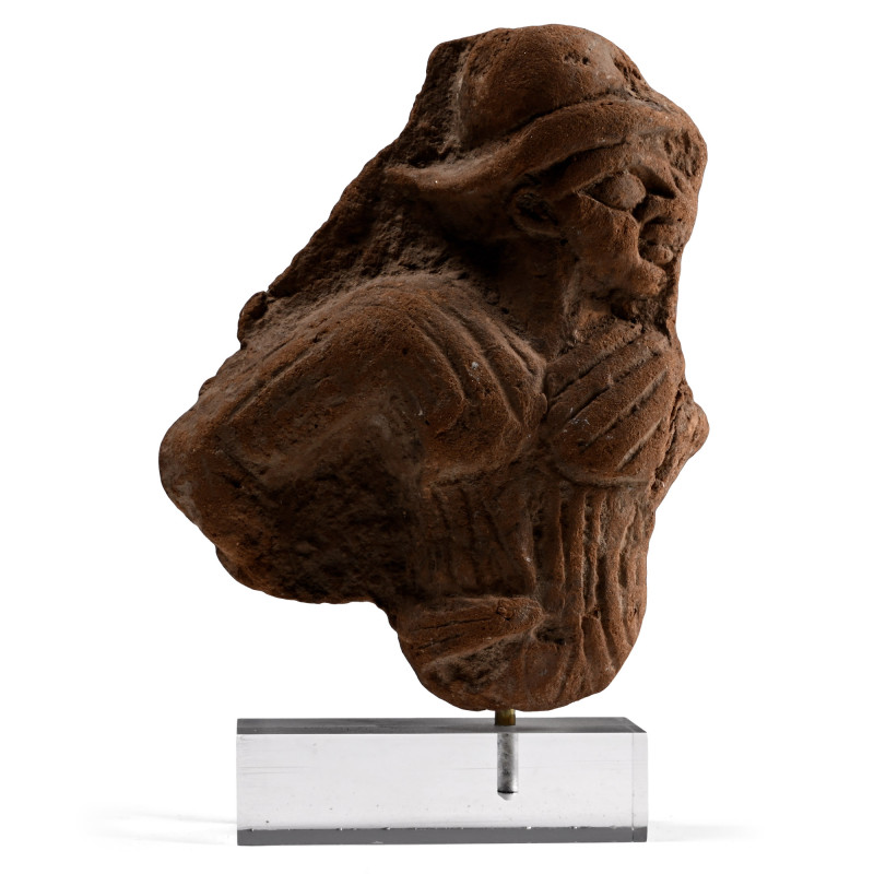 Roman Terracotta Plaque with Helmetted Figure. 1st century A.D. Showing an advan...