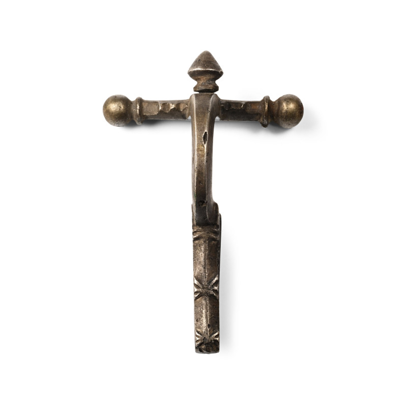 Roman Silver Crossbow Brooch. 4th century A.D. With bulbous knops to the crossba...