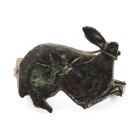 Roman Tinned Bronze Rabbit with Young Brooch. 2nd century A.D.
