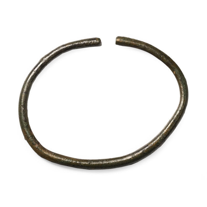 Late Roman Bronze Bracelet. 1st-4th century A.D. Round-section penannular body w...
