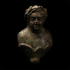 Roman Bronze Laureate Bust of Bacchus. 1st-2nd century A.D.