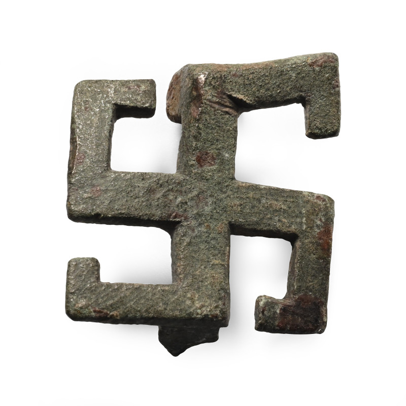 Roman Bronze Fylfot Brooch. 2nd-3rd century A.D. With hooked terminals, remains ...