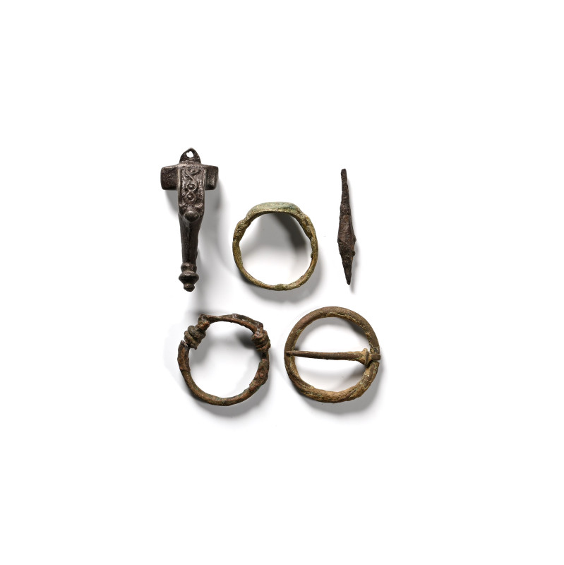 Roman to Medieval Bronze Artefact Collection. 2nd-15th century A.D. Comprising: ...