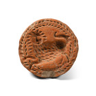 Late Roman Terracotta Bread Stamp with Lion. 4th-6th century A.D.