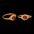 Roman Gold Ring with Moon and Star Gemstone. 5th-6th century A.D.