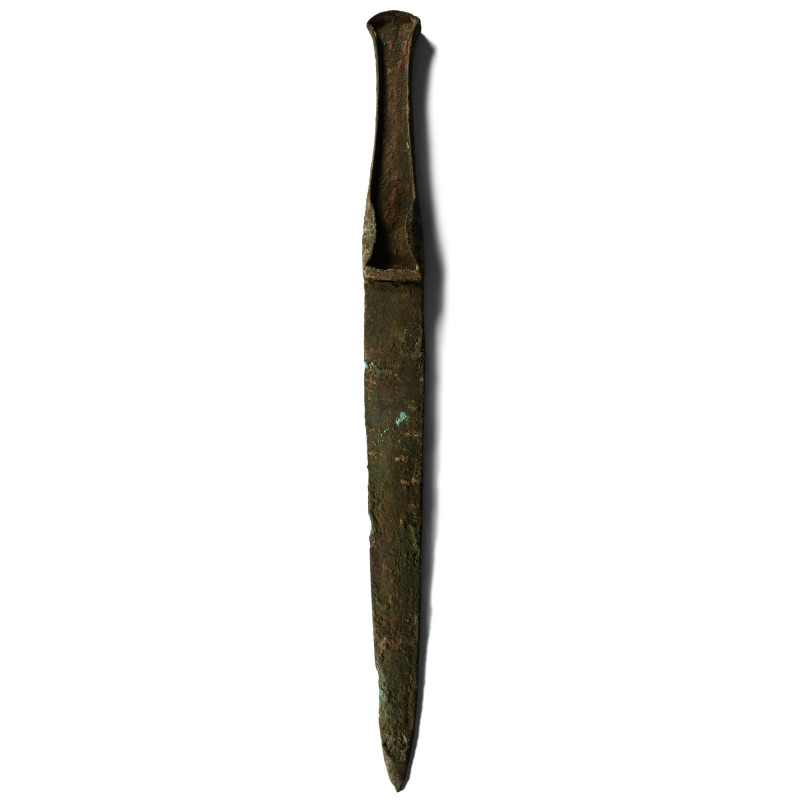 Luristan Bronze Dirk. 12th century B.C. With lentoid-section blade, integral tap...