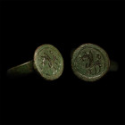Germanic Bronze Ring with Horse and Star. Circa 6th century A.D.