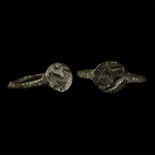 Germanic Bronze Ring with Leaping Lion. Circa 6th century A.D.