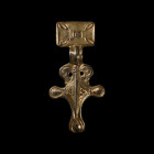 Frankish Silver-Gilt Bow Brooch with Beast Heads. Early 6th century A.D.