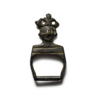 Medieval Bronze Buckle with Crowned Bust. 15th century A.D.
