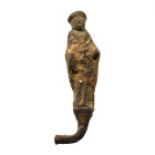 Medieval Gilt Bronze Figure of Saint John the Evangelist from a Processional Cross. 1400-1530 A.D.