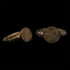 Medieval Bronze Ring with Floral Cross. 15th-16th century A.D.
