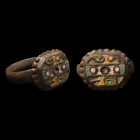 Medieval Bronze Ring with Enamelled Design. 15th-16th century A.D.