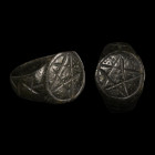 Medieval Bronze Ring with Pentagram. 14th-16th century A.D.