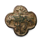 Medieval Silvered Bronze Knight's Horse Harness Pendant with Lamb of God. 13th-15th century A.D.