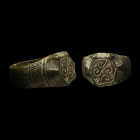 Medieval Bronze Ring with Sea Scroll Design. 14th-16th century A.D.