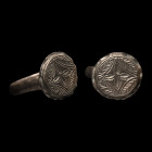 Medieval Bronze Ring with Cross in Lozenge. 14th-16th century A.D.