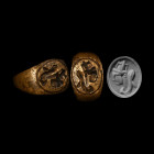 Medieval Bronze Ring with Profile Bust. 14th-16th century A.D.