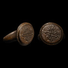 Medieval Bronze Ring with Cross. 14th-16th century A.D.