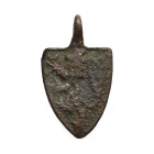 Medieval Bronze Heraldic Pendant with Lion. 13th-14th century A.D.