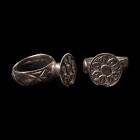 Medieval Silver Ring with Sunburst Design. 14th-15th century A.D.
