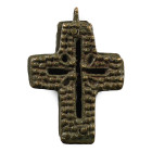 Medieval Bronze Reliquary Cross Pendant. 15th-16th century A.D.