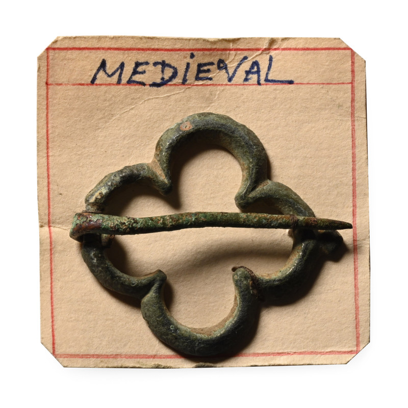 Medieval Bronze Quatrefoil Annular Brooch. 14th-15th century A.D. Openwork with ...