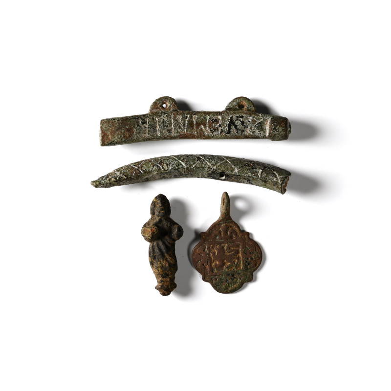 Medieval Bronze Artefact Collection. 14th-16th century A.D. Comprising: an apost...