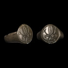 Medieval Bronze Ring with Armorial Design. 14th-16th century A.D.