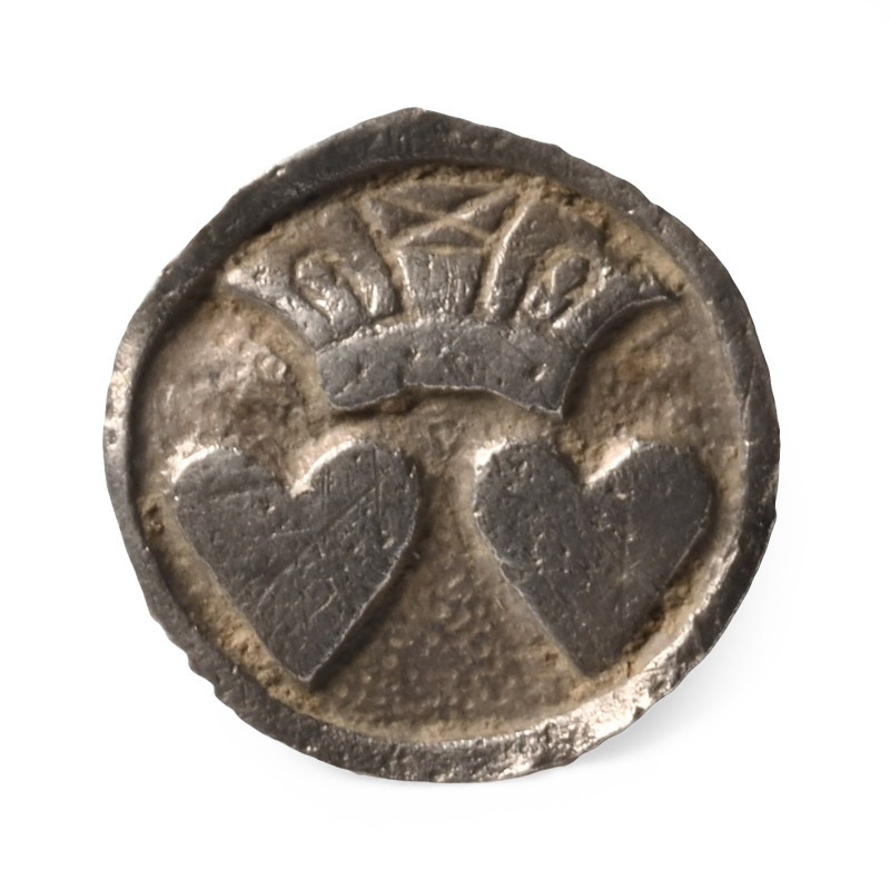 King Charles II and Queen Catherine Commemorative Silver Button. 17th century A....