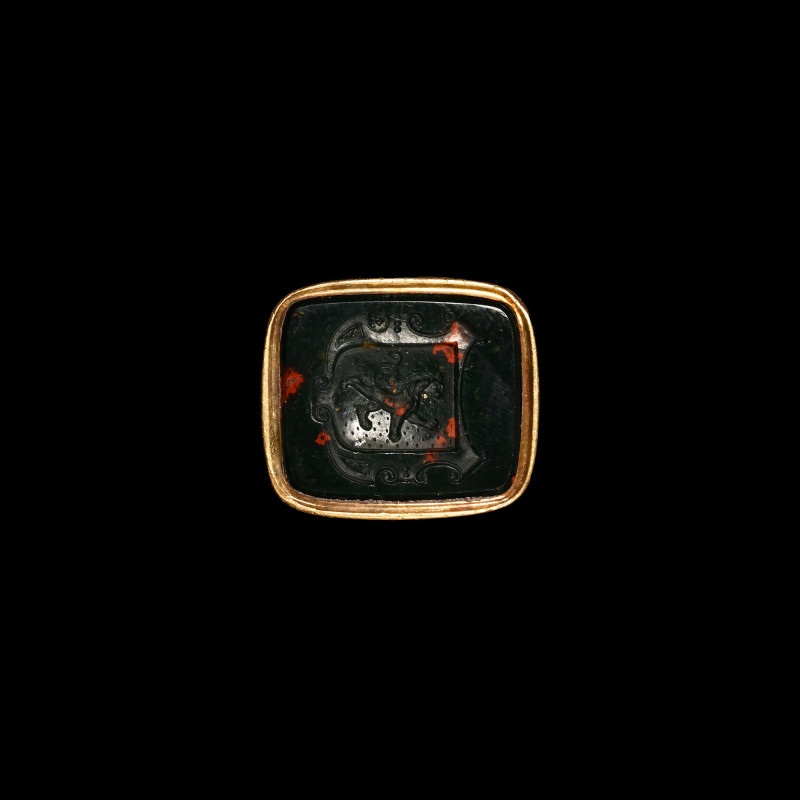 Georgian Gold Heraldic Fob Seal Matrix. Circa 1750-1850 A.D. Comprising a rounde...