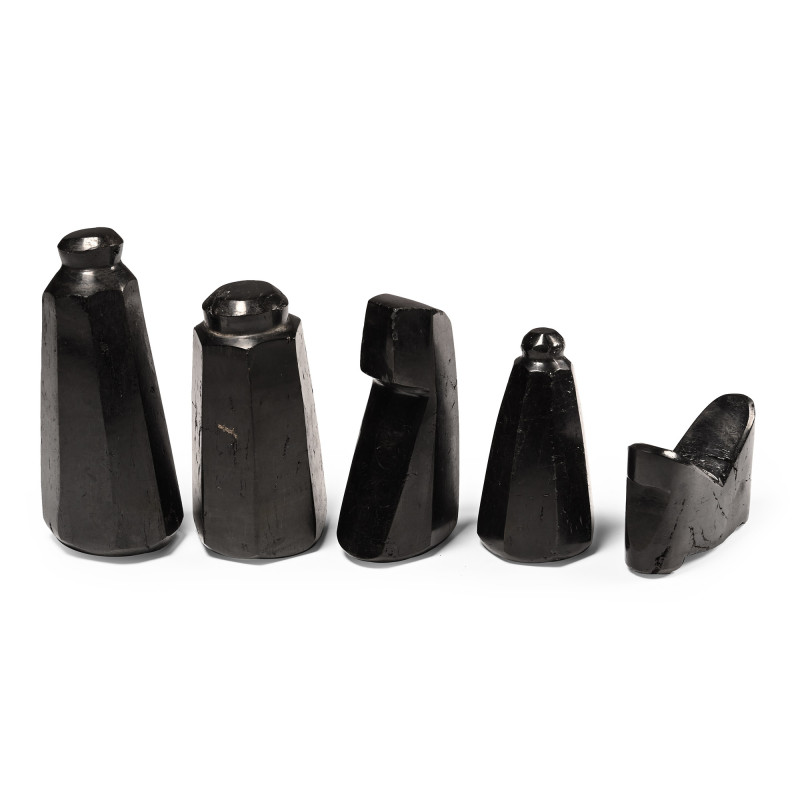 Western Asiatic Style 'Jet' Gaming Piece Group. 20th century A.D. Comprising thr...