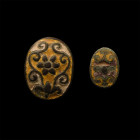 Stuart Enamelled Bronze Mount Pair. Circa 1600-1700 A.D.