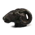 Western Asiatic Style Black Stone Head of a Ram. 20th century A.D.