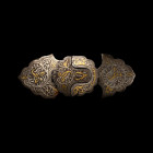 Mughal Inlaid Iron Sword Belt Buckle. Late 18th century A.D.