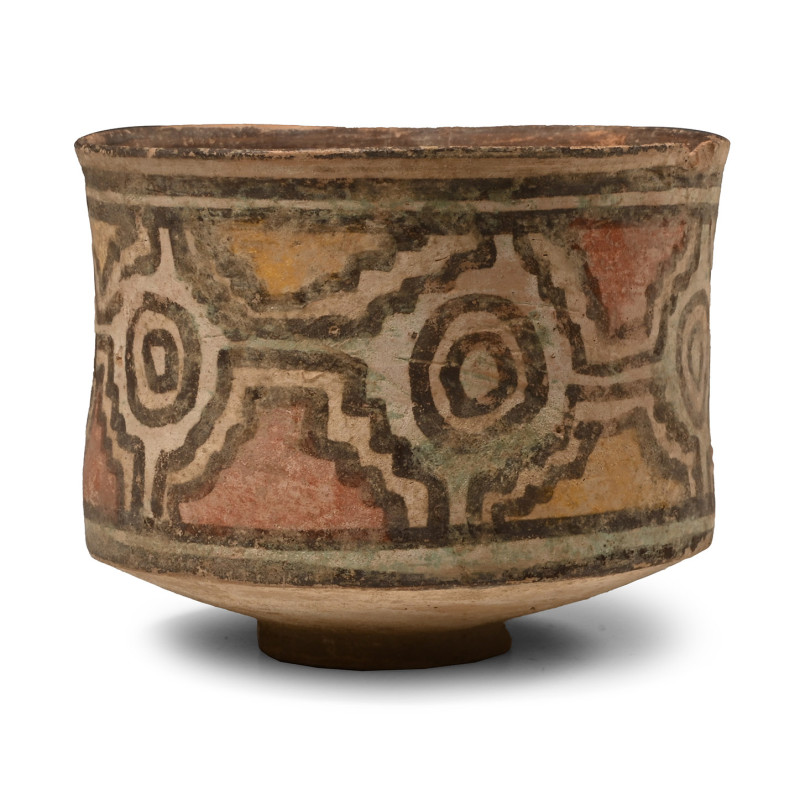Indus Valley Painted Geometric Pottery Bowl. 3rd millennium B.C. Drum-shaped wit...