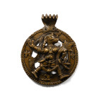 Indian Sacred Copper-alloy Plaque with Hindu God. Late 19th-early 20th century A.D.
