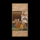 Framed Indian Watercolour Manuscript Leaf with Noble Ladies. 19th-early 20th century A.D.