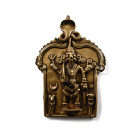 Indian Sacred Copper-Alloy Plaque with Hindu God and Attendants. Late 19th-early 20th century A.D.