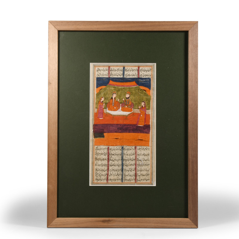 Indo-Persian Miniature Painting. 20th century A.D. Framed and glazed displaying ...