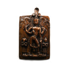 Indian Sacred Copper Plaque with Hindu God and Attendants. Late 19th-early 20th century A.D.