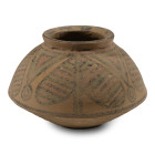 Indus Valley Painted Terracotta Storage Jar with Peepal Leaves. 3rd-2nd millennium B.C.
