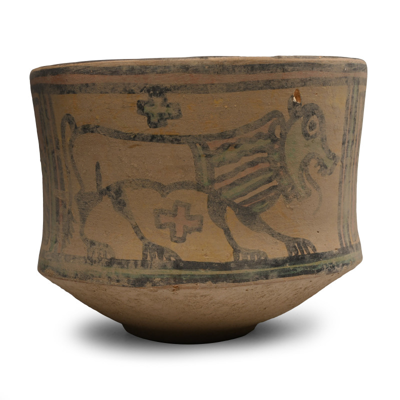 Indus Valley Painted Terracotta Vessel with Lion and Gryphon. 3rd-2nd millennium...