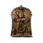 Indian Sacred Copper-alloy Plaque with Hindu God and Attendants. Late 19th-early 20th century A.D.
